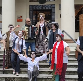 a group of people dressed in costumes for halloween