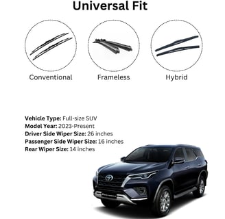 Toyota Fortuner wiper blade sizes – 26 16 12 inches