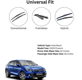 Toyota Glanza wiper blade sizes – 22 inch, 16 inch, 12 inch
