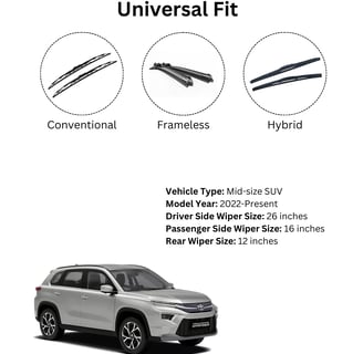 Wiper blade sizes for Toyota Hyryder – 26, 14, and 12 inch