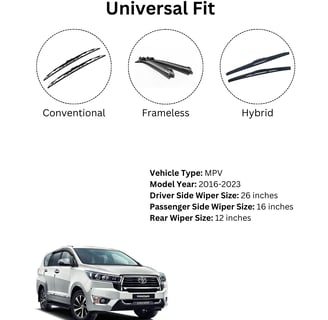 Wiper sizes for Toyota Innova Crysta – 26, 16, and 12 inch