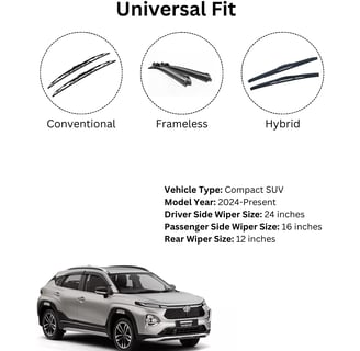 Wiper blade sizes for Toyota Taisor – 22 inch, 16 inch, 12 inch