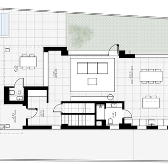 Plano arquitectónico de la Casa Cíes, una vivienda unifamiliar de alta calidad en Cáceres.