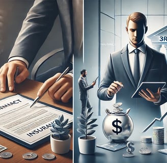 Voici une nouvelle illustration réaliste, sans texte, montrant les deux options du 3ème pilier : l'assurance et la banque, av