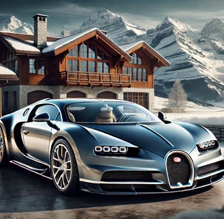une version plus réaliste et en haute résolution 4K de l'image de la Bugatti Veyron, capturée dans un cadre de luxe dans les 