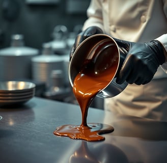 Nghệ nhân đang đổ Sô cô la tại Tina Nha Trang