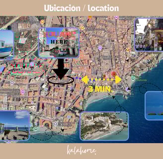 Ubicacion del apartamento cerca del Balcon de Europa y la playa de Nerja