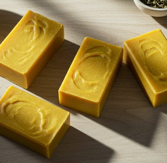 Jabón 100% Natural de Curcuma y Aceite de Olivo, Aceite de Coco