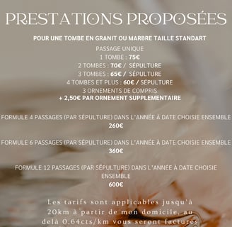 tarifs prestation nettoyage entretien sépulture