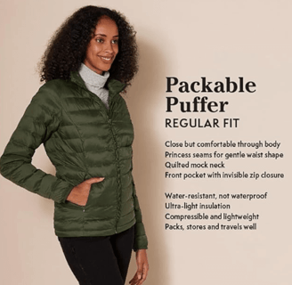 women wearing packable puffer best travel jackets for cold weather