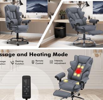 Desk chair with massage and heat options