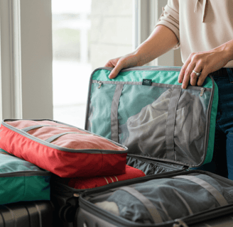 Eco-friendly travel accessories, including packing cubes