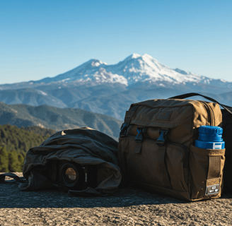 Eco-friendly travel accessories, including a reusable water bottle