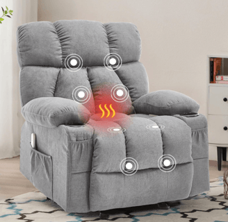 a recliner chair with a heater and a heater