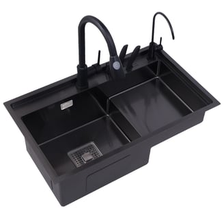 Nano Black handmade sink with Step