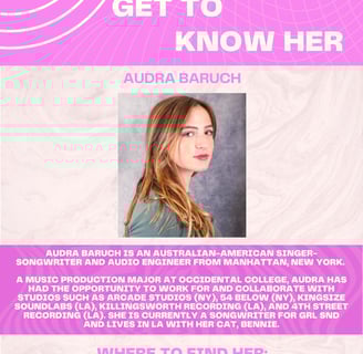 Bio for GRL LET'S WRITE, songwriting camp hosted by Audra Baruch