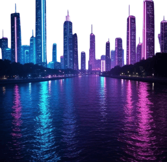 a city skyline with a city skyline in the background