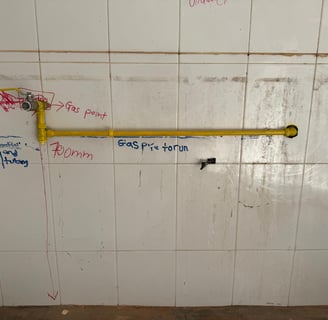 After image of gas pipe installation in kitchen