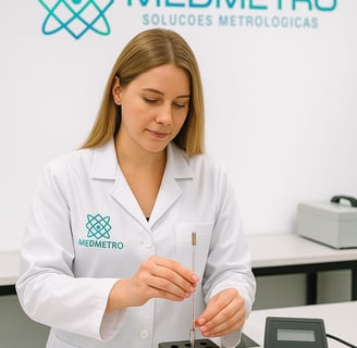 Colaboradora calibrando pipeta