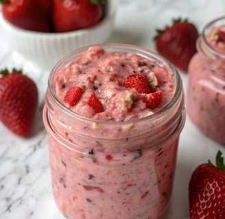 a jar of fruit and oatmeal