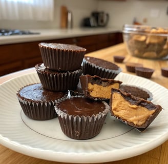 a plate of chocolate peanut butter cups