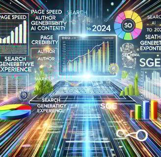 A modern and dynamic illustration showcasing the changes in SEO strategies from 2023 to 2024.