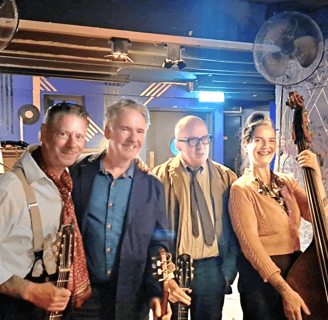 Image of Celtic Django Project members- Hot Club Gypsy Jazz and Scottish Irish folk music Edinburgh