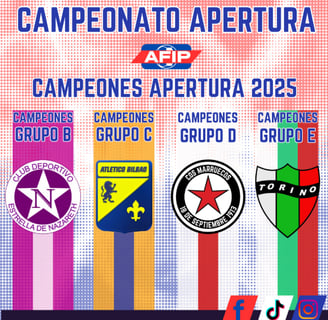 Ya tenemos los primeros 4 ganadopres de sus respectivos grupos en AFIP de nuestro torneo de apertura