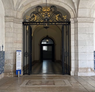 The image describes the entrance to the Pantheon of the House of Braganza where Catherine is buried.