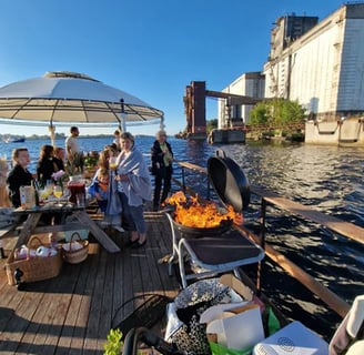 People chilling on Riga Party Raft