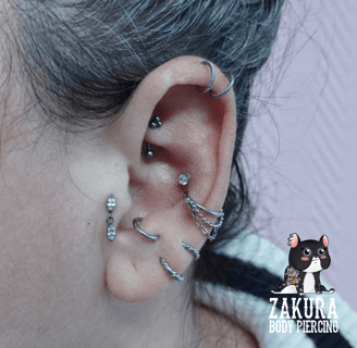 piercing à pau rook helix vertical double conch anti-tragus