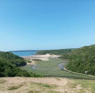 We walked to Three Cliffs Bay