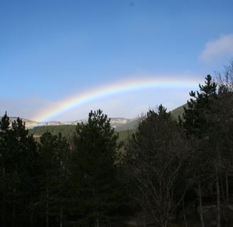 A rainbow over St Etienne de Gourgas