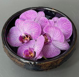 bol chawan et orchidée symbole du wabi sabi