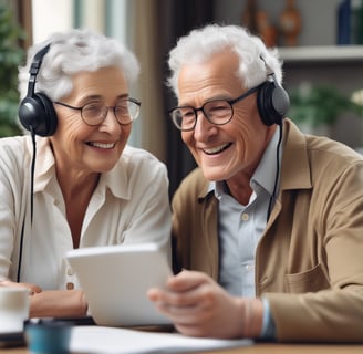 A person is holding a phone receiver against a vibrant red background, appearing animated with blurred motion.