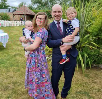 Family in hand crafted matching outfits