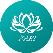 The logo for Zari Insights Contact Us - a lotus in full bloom