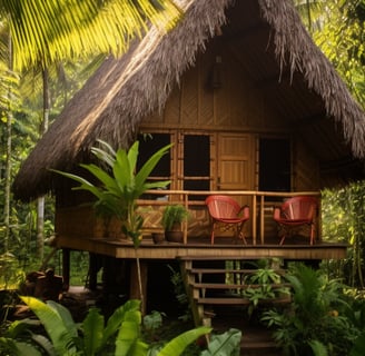 a small hut with a thatched roof and a thatched roof