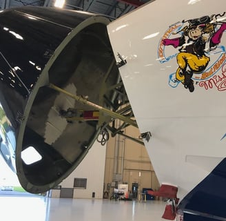 N43RF "Miss Piggy" nose raised revealing radar (small circular white disc). Photo: NOAA.
