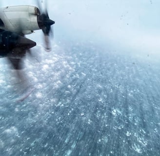NOAA N43RF "Miss Piggy" flying low level over the ocean in Hurricane Sally 14 Sept 2020, by James Carpenter (NOAA)