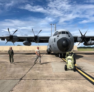 WC-130J tasked with flying into Tropical Storm Chris July 8, 2018  (U.S.Air Force photo/Maj. Marnee A.C. Losurdo) 