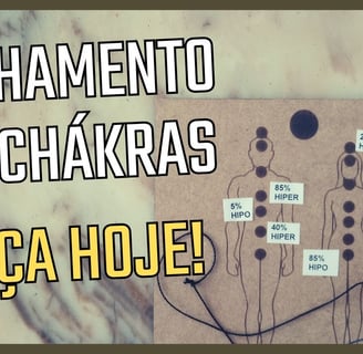 Gráfico do corpo humano usado em radiestesia e a frase alinhamento dos chákras faça hoje!