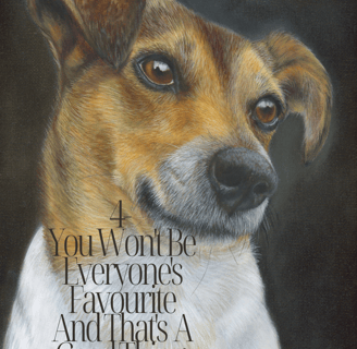 a dog is shown with a quote about a dog