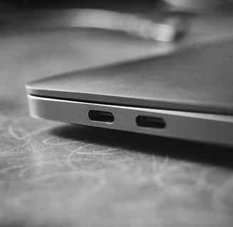 Laptop charging ports, ready for expert repair or replacement to restore full power