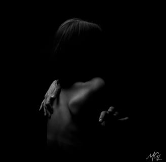 a woman in a black and white photo