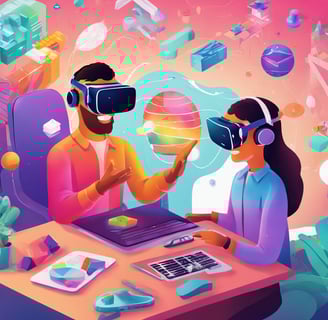 An illustration showcasing the creativity of VR educational content, with colorful visuals