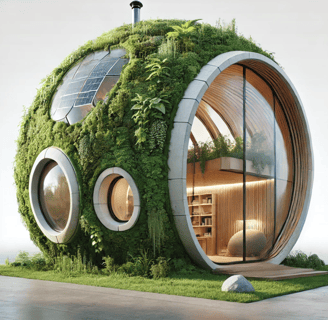 image de concept de tiny house futuriste : La tiny house biosphère