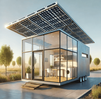 Image de concept de tiny house du futur : La Tiny house solaire