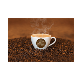 A cup of  Kenyan  Coffee prepared with Kenya Kafe Cup coffee Beans
