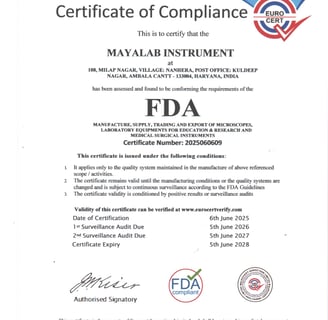 MAYALAB-FDA CERTIFICATE